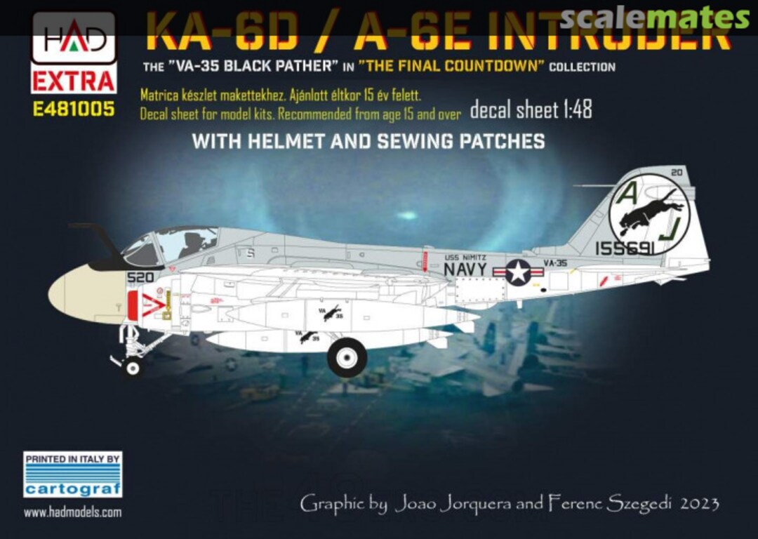 Boxart A-6E Intruder ”The final Countdown” decal sheet E481005 HADmodels Boxart A-6E Intruder ”The final Countdown” decal sheet E481005 HADmodels