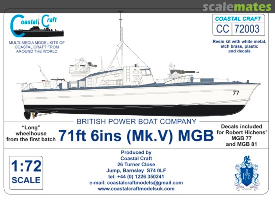Boxart British Power Boat Company 71ft 6in (Mk.V) MGB CC72003 Coastal craft Boxart British Power Boat Company 71ft 6in (Mk.V) MGB CC72003 Coastal craft