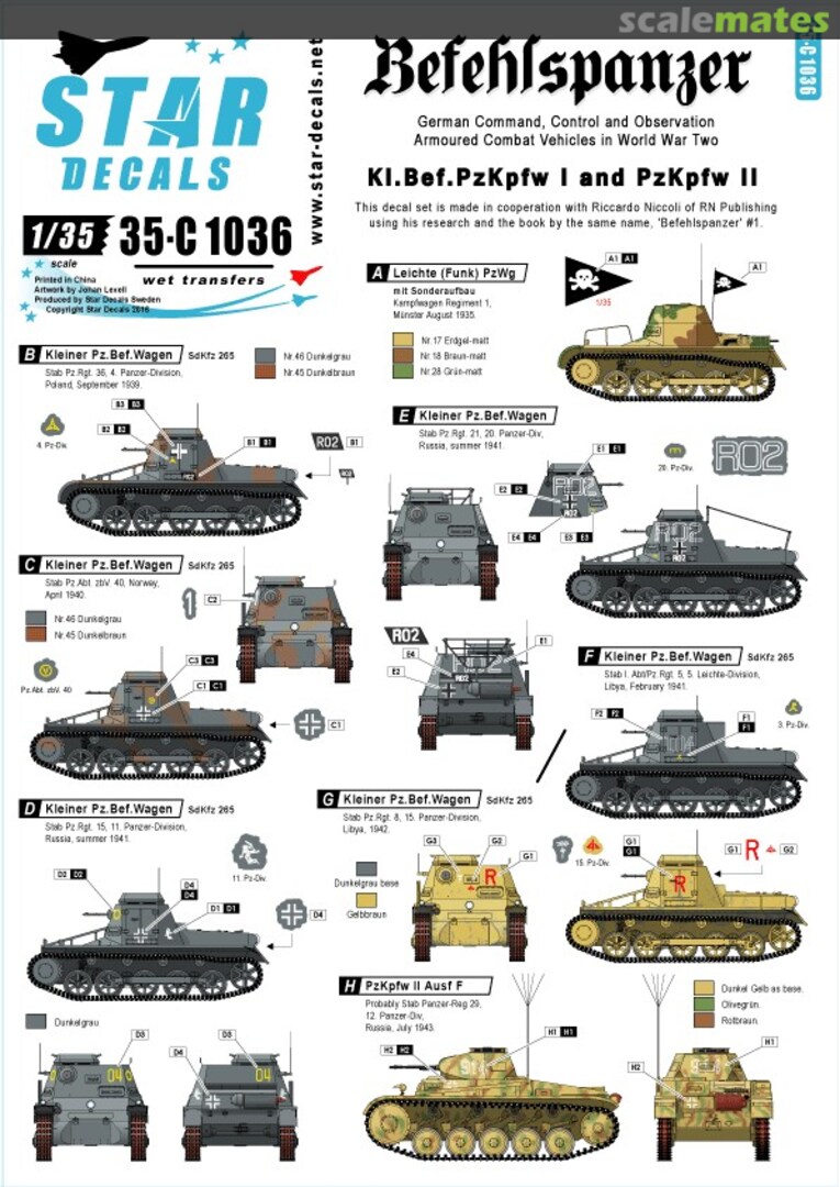 Boxart Befehlspanzer 1 35-C1036 Star Decals