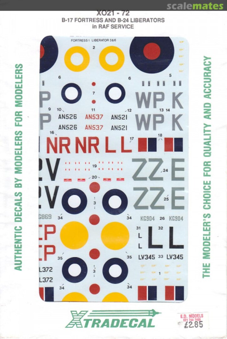 Boxart B-17 Fortress and B-24 Liberators X021-72 Xtradecal Boxart B-17 Fortress and B-24 Liberators X021-72 Xtradecal