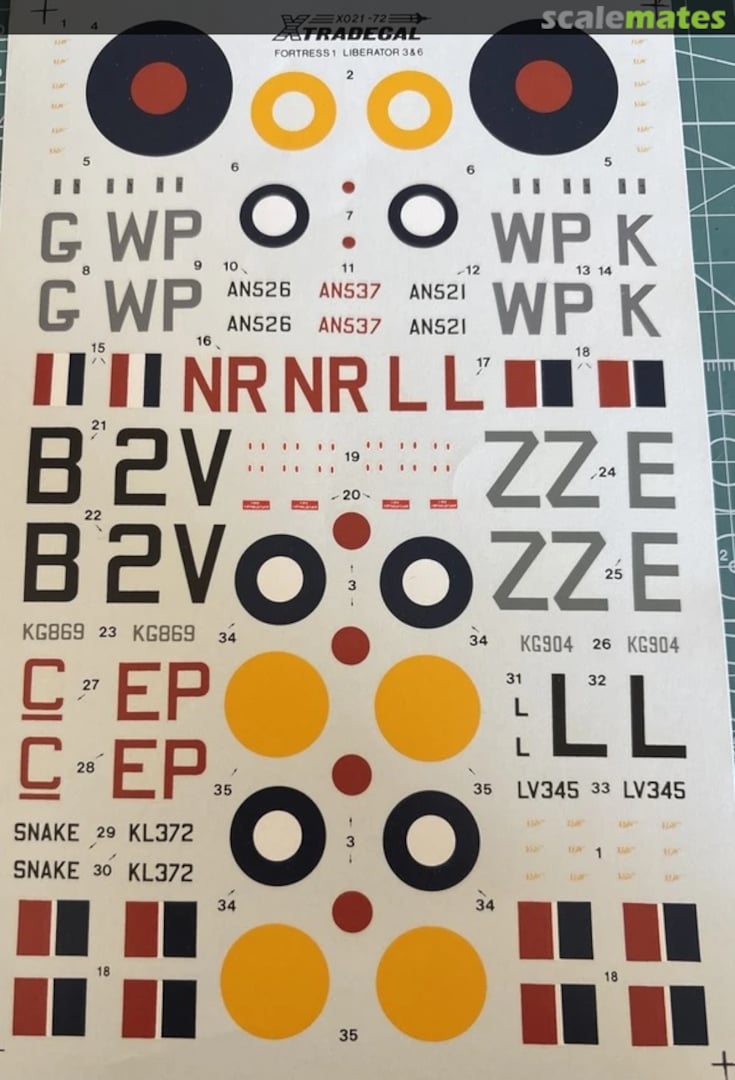 Contents B-17 Fortress and B-24 Liberators X021-72 Xtradecal Contents B-17 Fortress and B-24 Liberators X021-72 Xtradecal