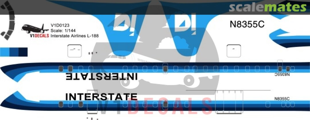 Boxart Interstate Airlines Lockheed L-188 Electra V1D0123-144 V1 Decals Boxart Interstate Airlines Lockheed L-188 Electra V1D0123-144 V1 Decals