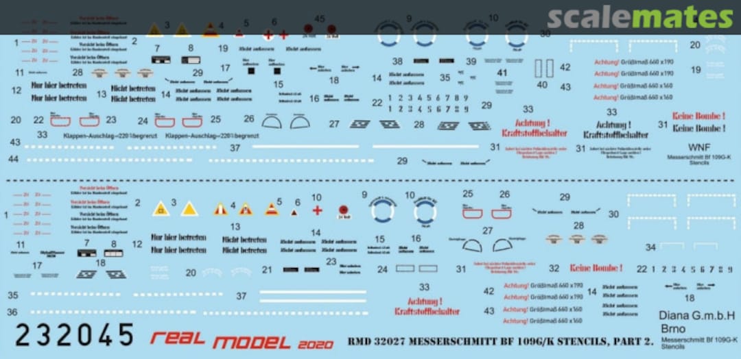 Boxart Messerschmitt Bf 109 G/K Stencils 232045 HGW Models Boxart Messerschmitt Bf 109 G/K Stencils 232045 HGW Models