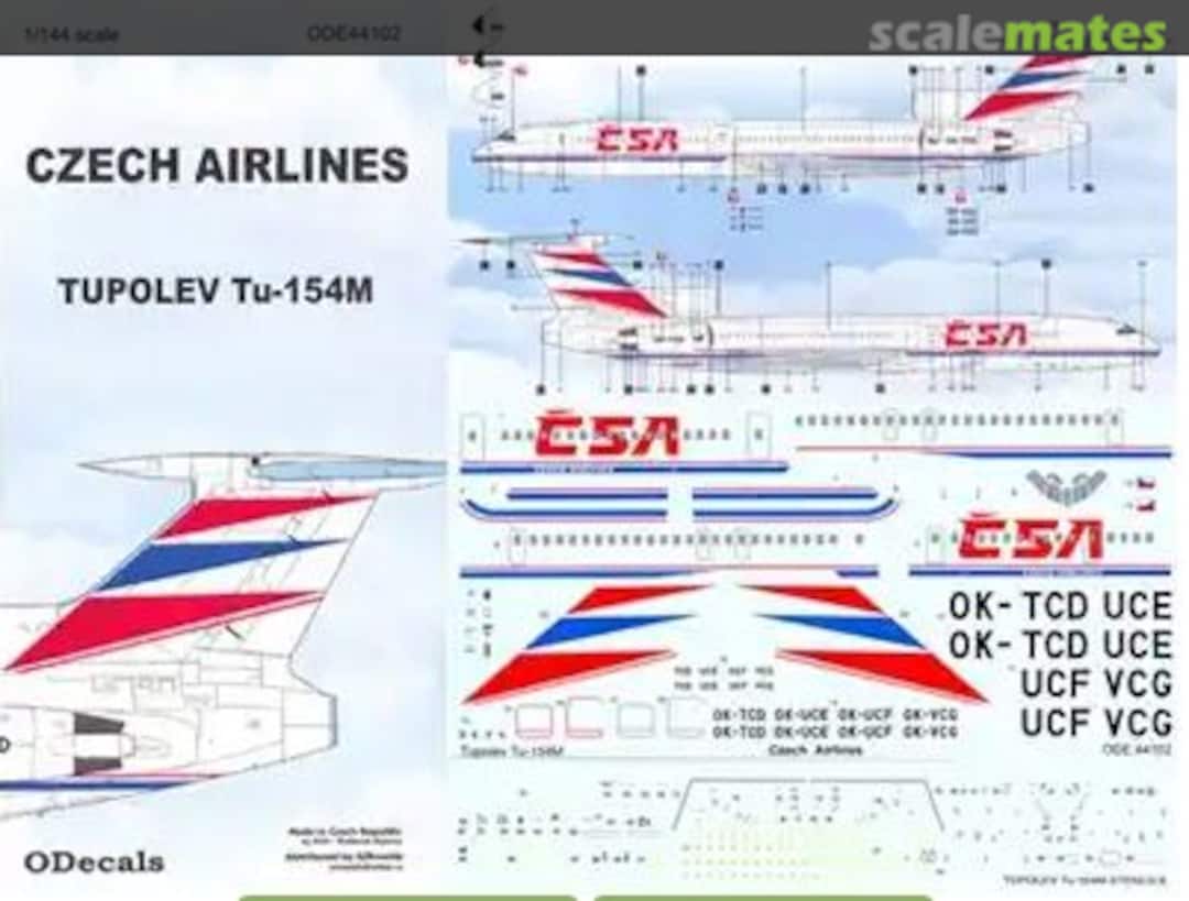 Boxart CSA Czech Airlines Tupolev 154M ODE44102 BOA Decals Boxart CSA Czech Airlines Tupolev 154M ODE44102 BOA Decals