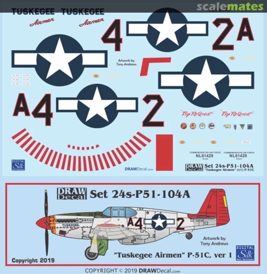 Boxart “Tuskegee Airmen” P-51C ver. I 24-P51-104A Draw Decal Boxart “Tuskegee Airmen” P-51C ver. I 24-P51-104A Draw Decal