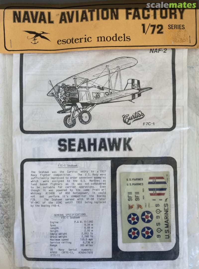 Boxart Curtiss F7C-1 Seahawk NAF-2 Esoteric Models Boxart Curtiss F7C-1 Seahawk NAF-2 Esoteric Models