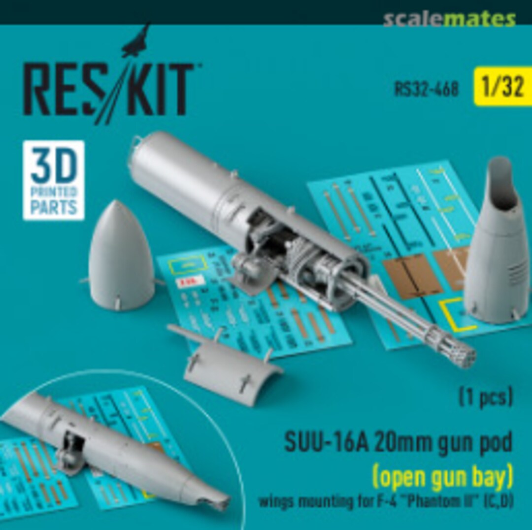 Boxart SUU-16A 20mm gun pod (open gun bay) RS32-0468 ResKit Boxart SUU-16A 20mm gun pod (open gun bay) RS32-0468 ResKit