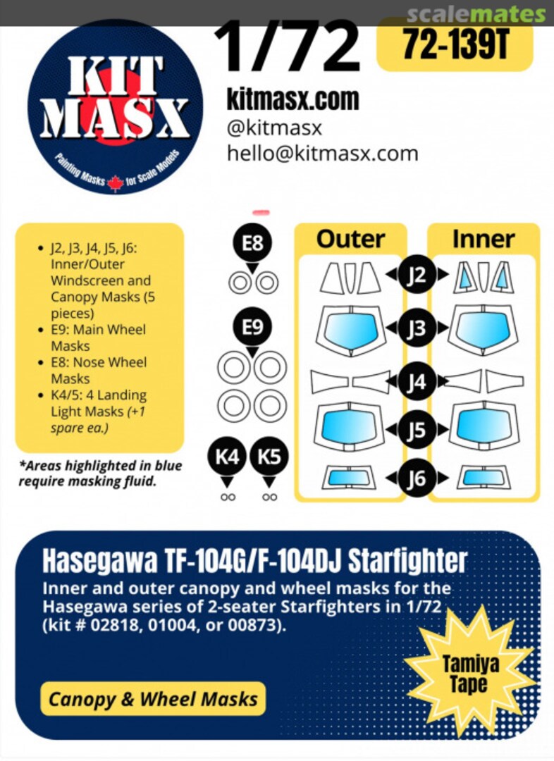 Boxart TF-104G/F-104DJ Starfighter masks 72-139T Kit Masx Boxart TF-104G/F-104DJ Starfighter masks 72-139T Kit Masx