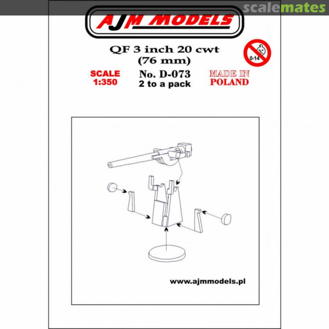 Boxart QF 3 inch 20 cwt (76 mm) D-073 AJM Models Boxart QF 3 inch 20 cwt (76 mm) D-073 AJM Models