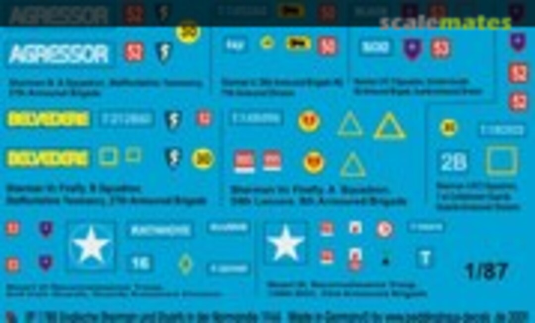 1:87 6 englische Shermans und 2 Stuart Panzer in der Normandie 1944 (Peddinghaus-Decals EP 1780) EP 1780