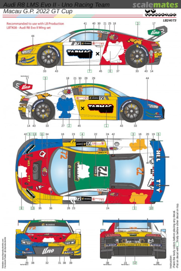 Boxart Audi R8 LMS Evo II - Uno Racing Team Macau G.P. 2022 GT Cup LB24073 LB Production Boxart Audi R8 LMS Evo II - Uno Racing Team Macau G.P. 2022 GT Cup LB24073 LB Production