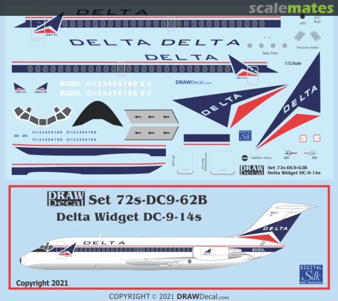 Boxart Delta Air Lines Widget DC-9-14s 72-DC9-62B Draw Decal Boxart Delta Air Lines Widget DC-9-14s 72-DC9-62B Draw Decal