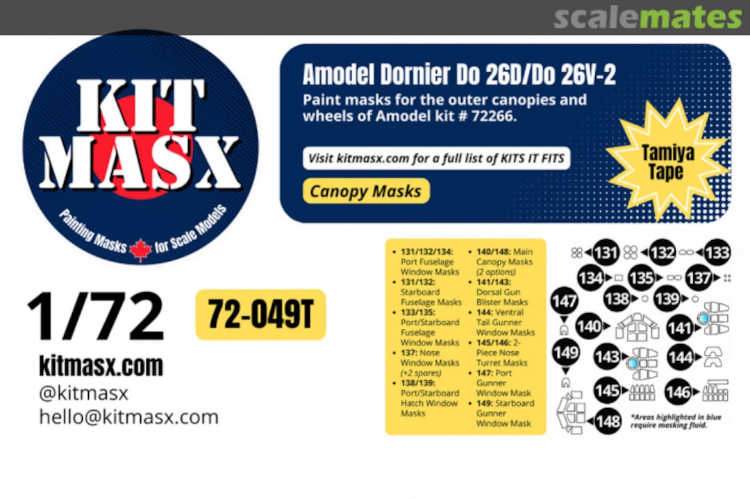 Boxart Dornier Do 26D/Do 26V-2, canopy masks 72-049T Kit Masx Boxart Dornier Do 26D/Do 26V-2, canopy masks 72-049T Kit Masx