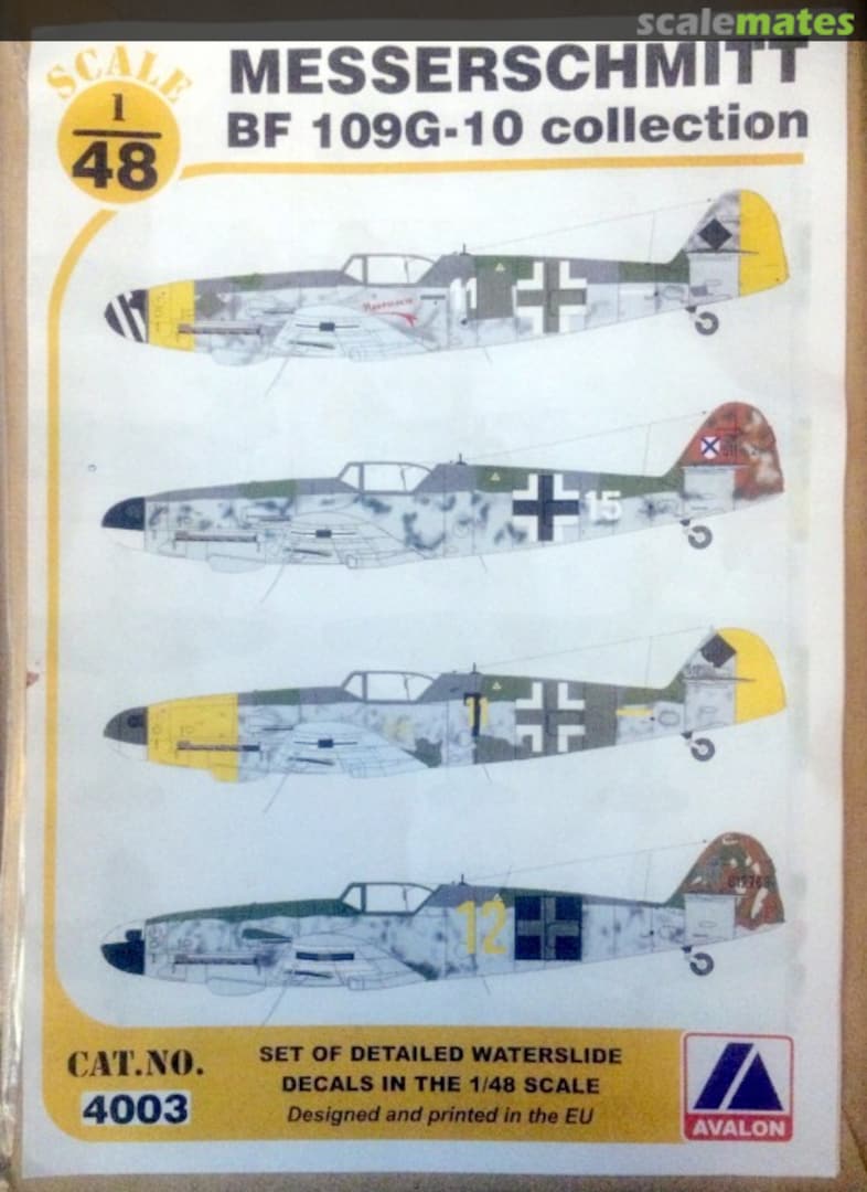 Boxart Messerschmitt Bf 109 G-10 collection 4003 Avalon Decals Boxart Messerschmitt Bf 109 G-10 collection 4003 Avalon Decals