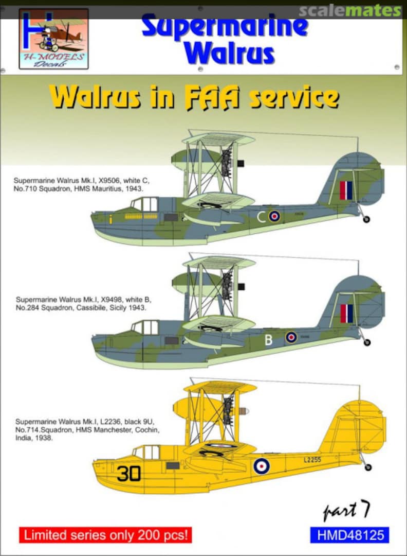 Boxart Supermarine Walrus Mk.I in FAA Service Part 7 HMD48125 H-Models Decals
