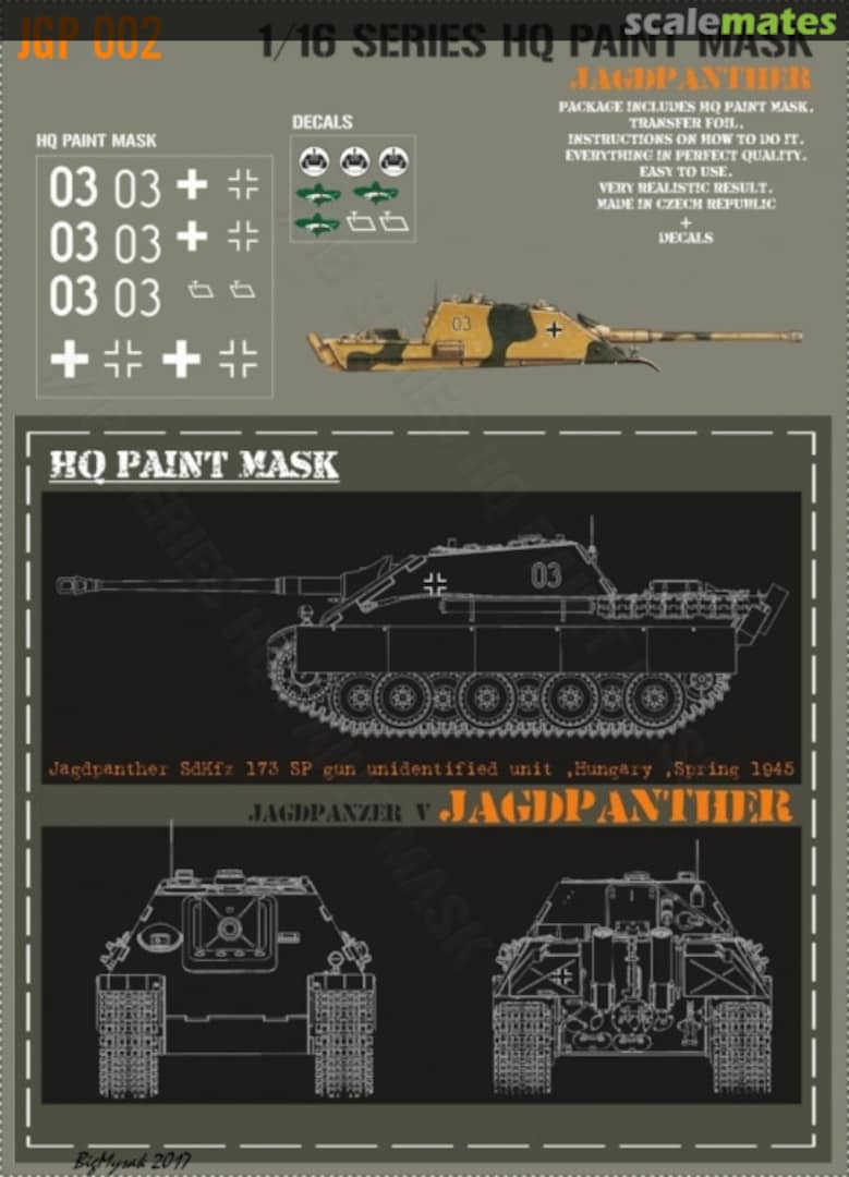 Boxart Jagdpanther unidentified unit Hungary spring 1945 Paint Mask JGP 002 HQ-Masks