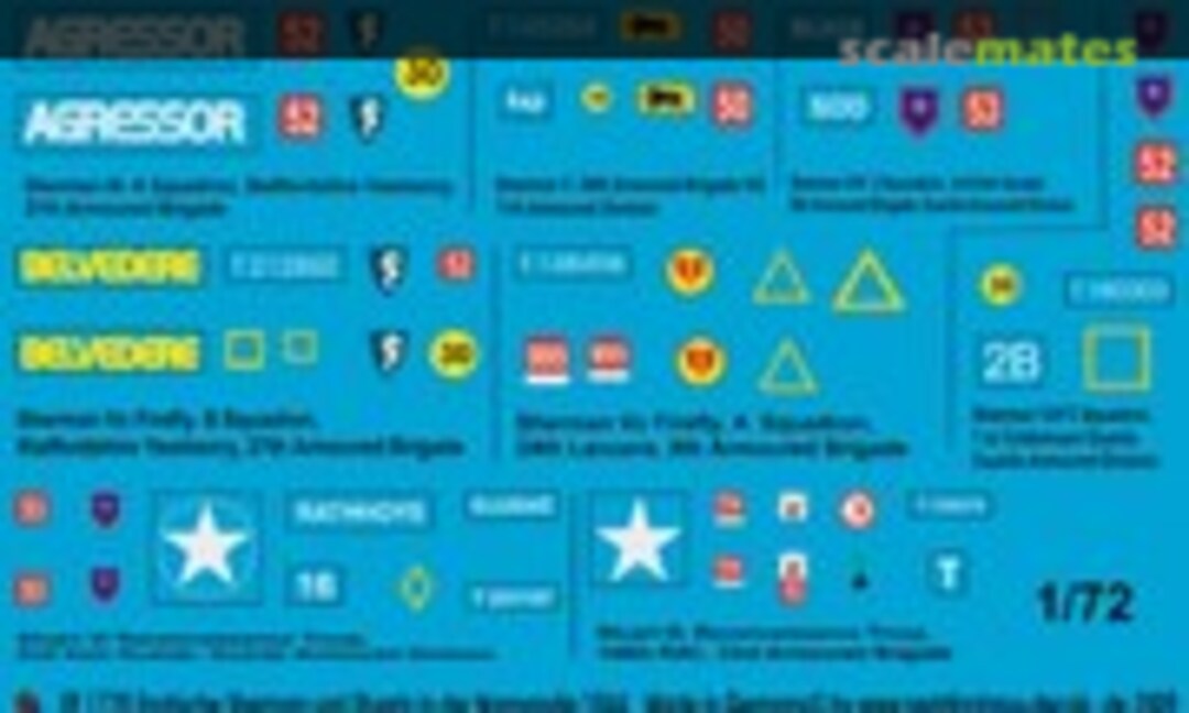 1:72 6 englische Shermans und 2 Stuart Panzer in der Normandie 1944 (Peddinghaus-Decals EP 1779) EP 1779