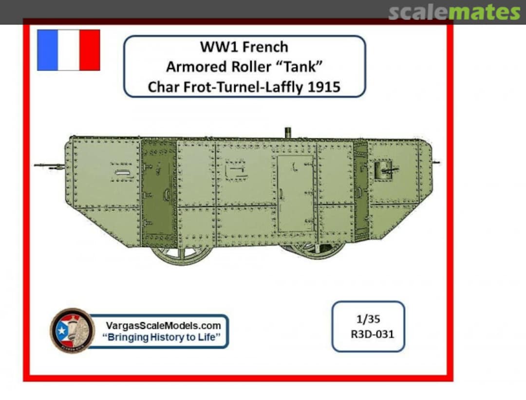 Boxart Armored Roller Tank Char Frot-Turnel-Laffly 1915 R3D-35-031 Vargas Scale Models