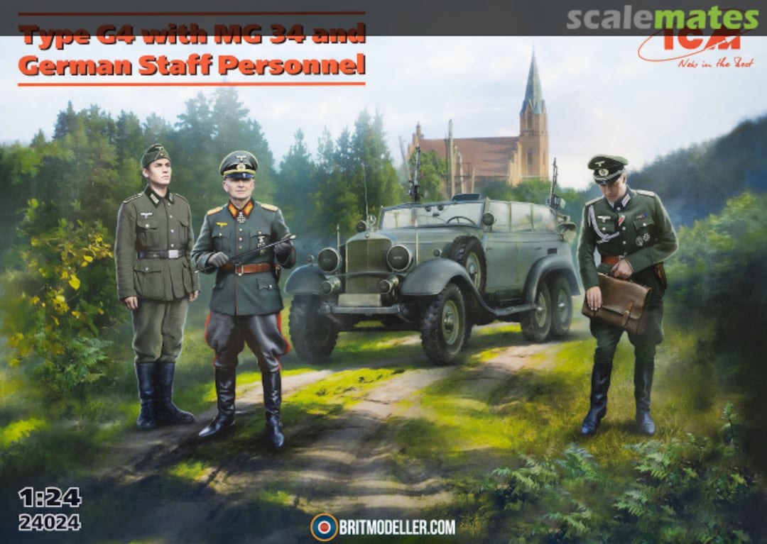 Boxart Type G4 with MG 34 and German Staff Personnel 24024 ICM Boxart Type G4 with MG 34 and German Staff Personnel 24024 ICM