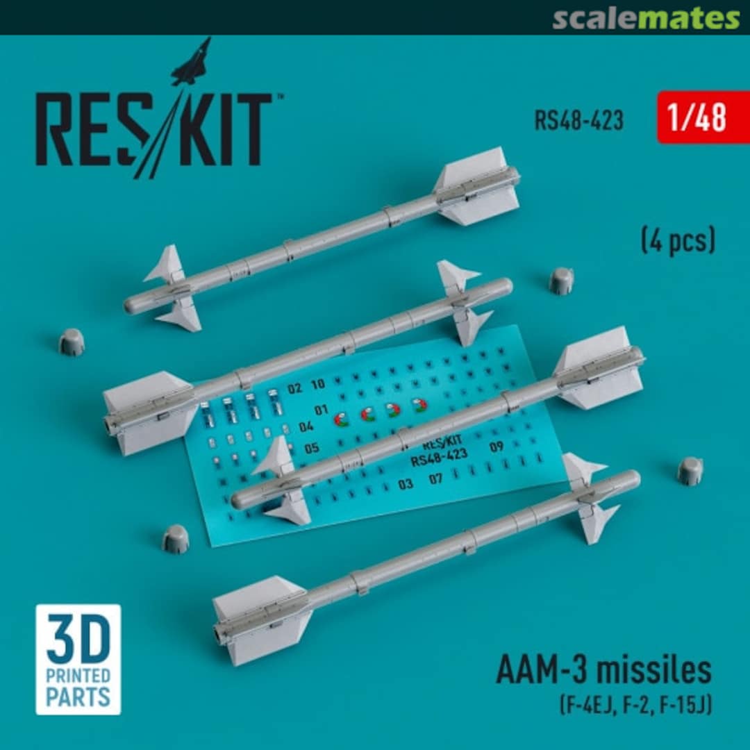 Boxart AAM-3 missiles (4 pcs) (F-4EJ, F-2, F-15J) (3D Printed) RS48-0423 ResKit Boxart AAM-3 missiles (4 pcs) (F-4EJ, F-2, F-15J) (3D Printed) RS48-0423 ResKit