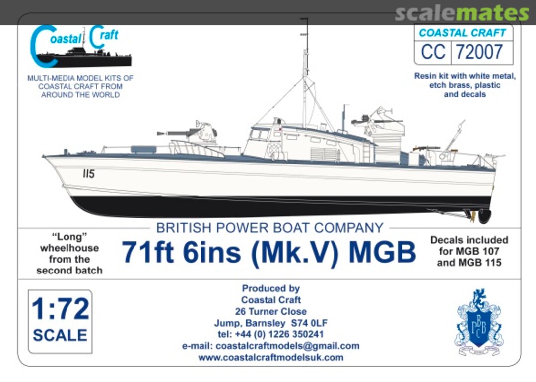 Boxart British Power Boat Company 71ft 6ins (Mk.V) MGB CC72007 Coastal craft Boxart British Power Boat Company 71ft 6ins (Mk.V) MGB CC72007 Coastal craft
