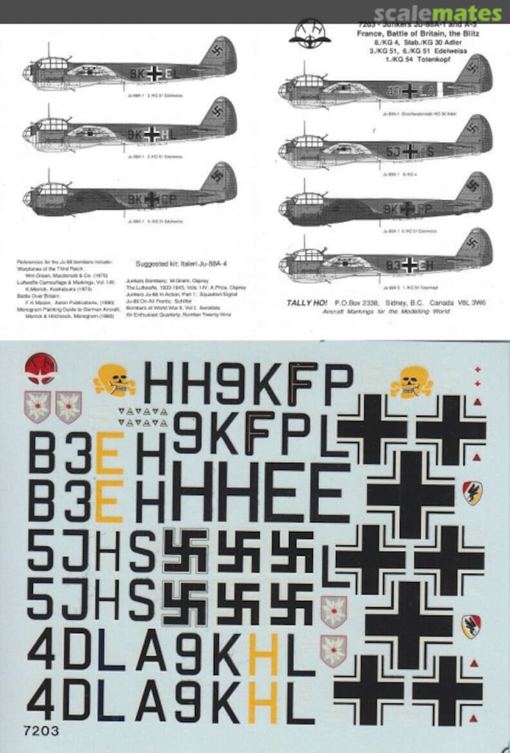 Contents Junkers Ju 88 A-1 and A-5 7203 Tally Ho! (Canada) Contents Junkers Ju 88 A-1 and A-5 7203 Tally Ho! (Canada)