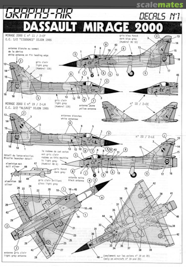 Contents Dassault Mirage 2000 Decals No1 Graphy-Air