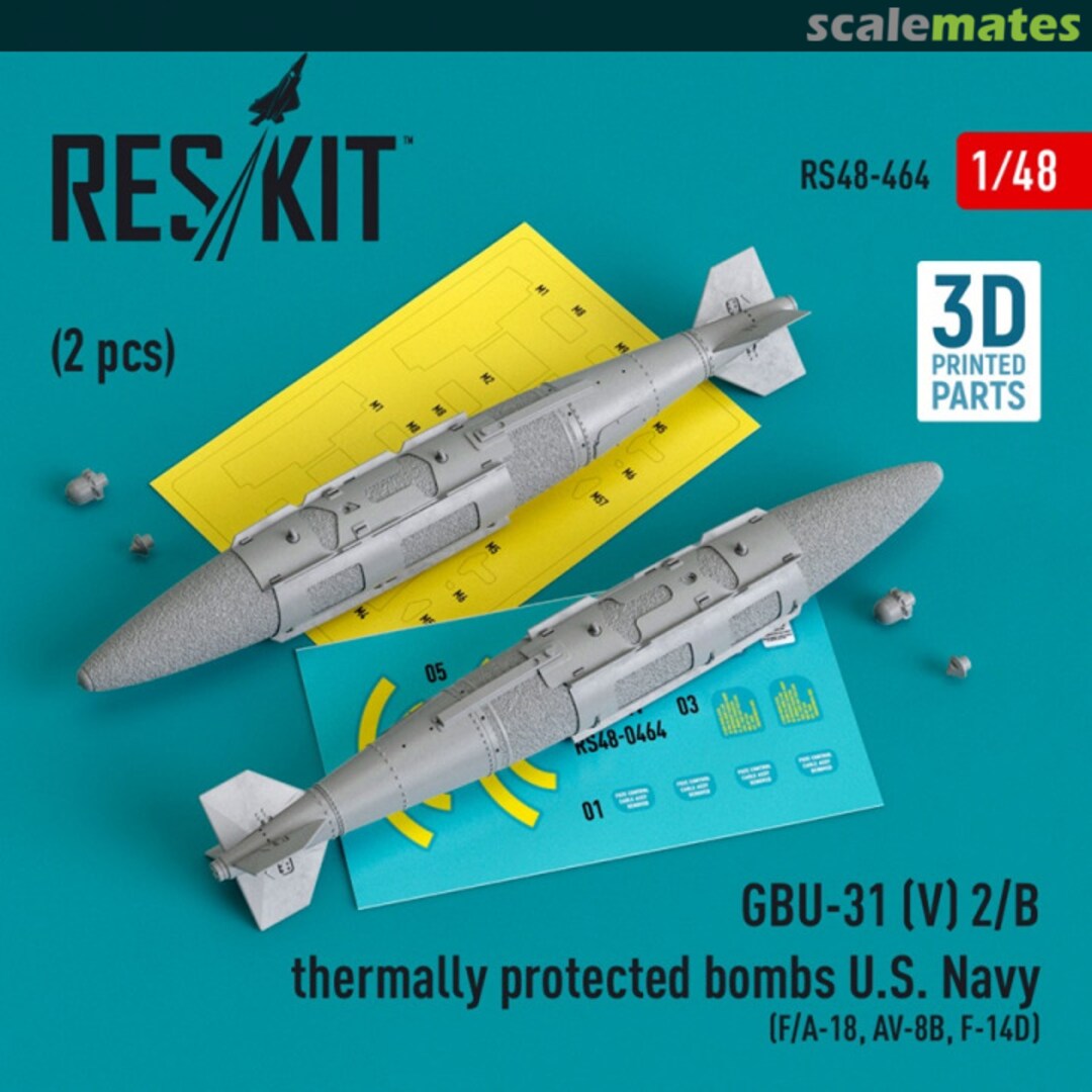 Boxart GBU-31 (V) 2/B thermally protected bombs U.S. Navy (2 pcs) (F/A-18, AV-8B, F-14D)(3D Printed) RS48-0464 ResKit Boxart GBU-31 (V) 2/B thermally protected bombs U.S. Navy (2 pcs) (F/A-18, AV-8B, F-14D)(3D Printed) RS48-0464 ResKit
