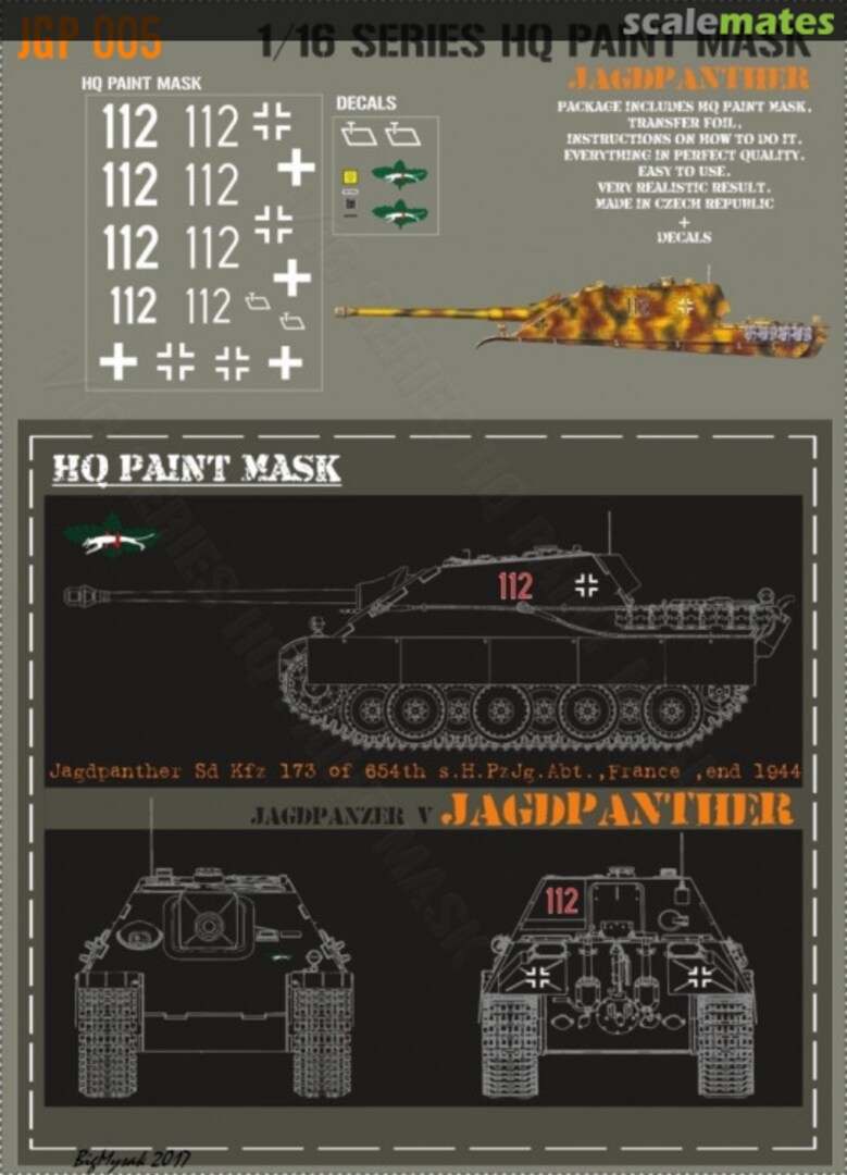 Boxart Jagdpanther 654th s.H.PzJg.Abt. France end 1944 Paint Mask JGP 005 HQ-Masks Boxart Jagdpanther 654th s.H.PzJg.Abt. France end 1944 Paint Mask JGP 005 HQ-Masks