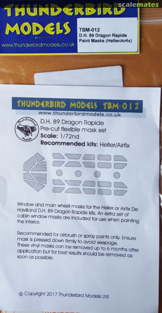 Boxart D.H. 89 Dragon Rapide TBM-012 Thunderbird Models Boxart D.H. 89 Dragon Rapide TBM-012 Thunderbird Models