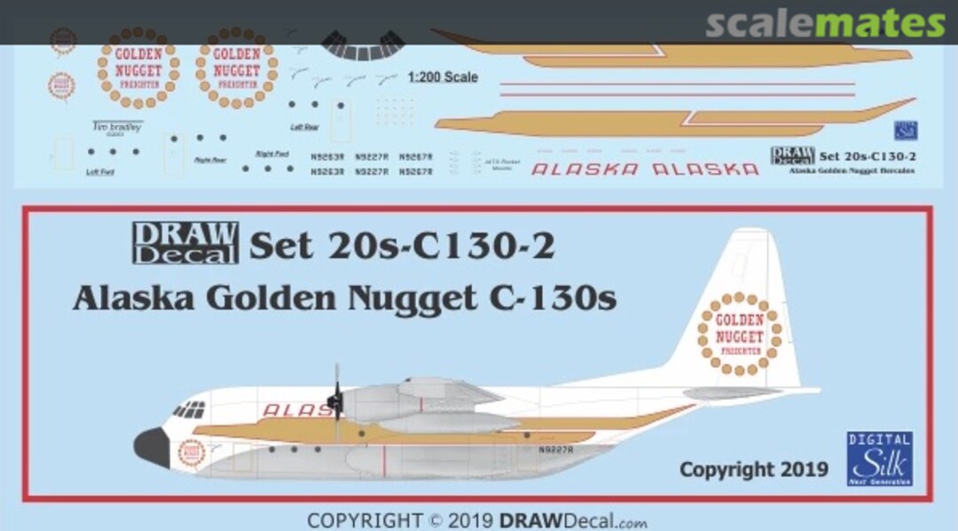 Boxart Alaska Airlines “Golden Nugget” C-130 20-C130-2 Draw Decal Boxart Alaska Airlines “Golden Nugget” C-130 20-C130-2 Draw Decal