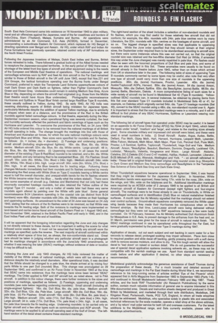 Contents South East Asia Command Roundels & Fin Flashes 117 Modeldecal Contents South East Asia Command Roundels & Fin Flashes 117 Modeldecal