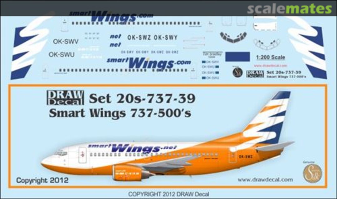 Boxart Smart Wings 737-500's 20s-737-39 Draw Decal Boxart Smart Wings 737-500's 20s-737-39 Draw Decal