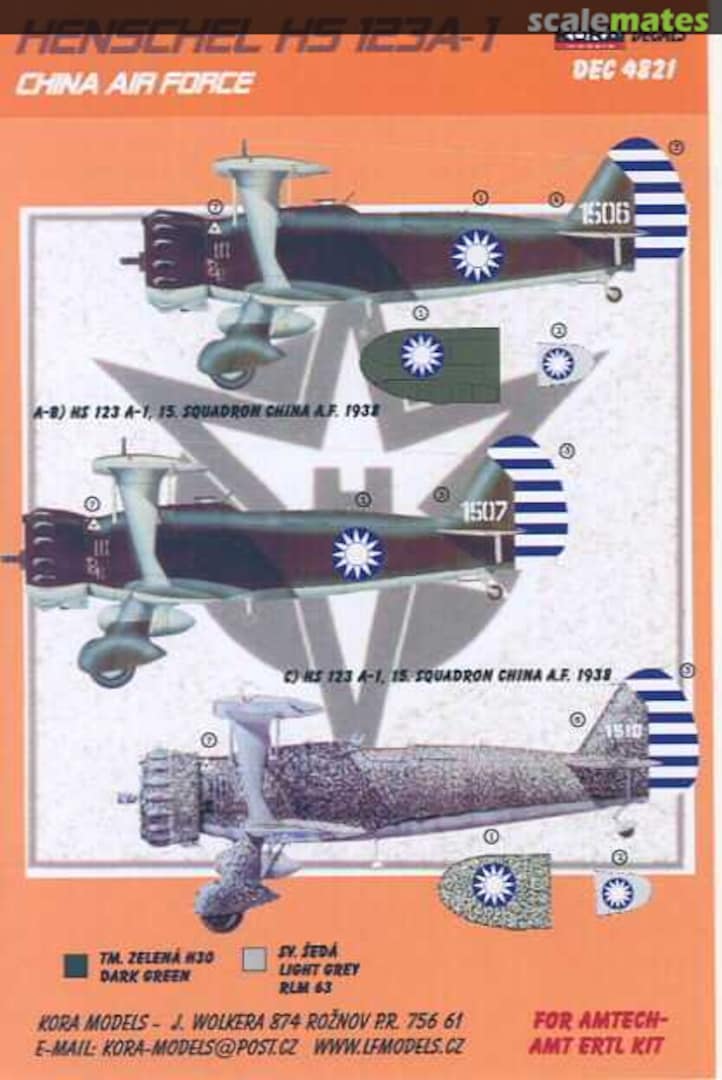 Boxart Henschel Hs 123 A-1 China Air Force DEC4821 Kora Models Boxart Henschel Hs 123 A-1 China Air Force DEC4821 Kora Models