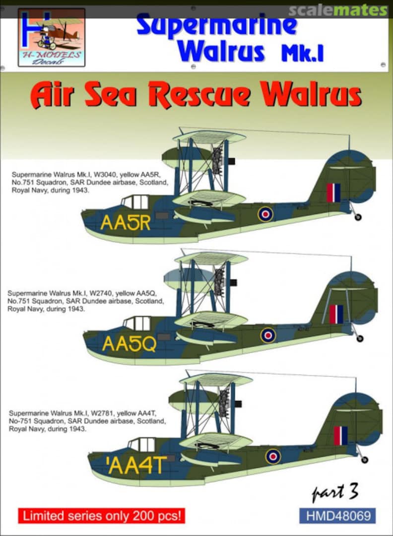 Boxart Supermarine Walrus Mk.I Air Sea Rescue Part 3 HMD48069 H-Models Decals Boxart Supermarine Walrus Mk.I Air Sea Rescue Part 3 HMD48069 H-Models Decals