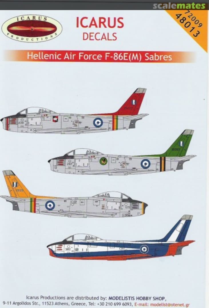 Boxart Hellenic Air Force F-86E(M) Sabres 72009 Icarus Productions Boxart Hellenic Air Force F-86E(M) Sabres 72009 Icarus Productions