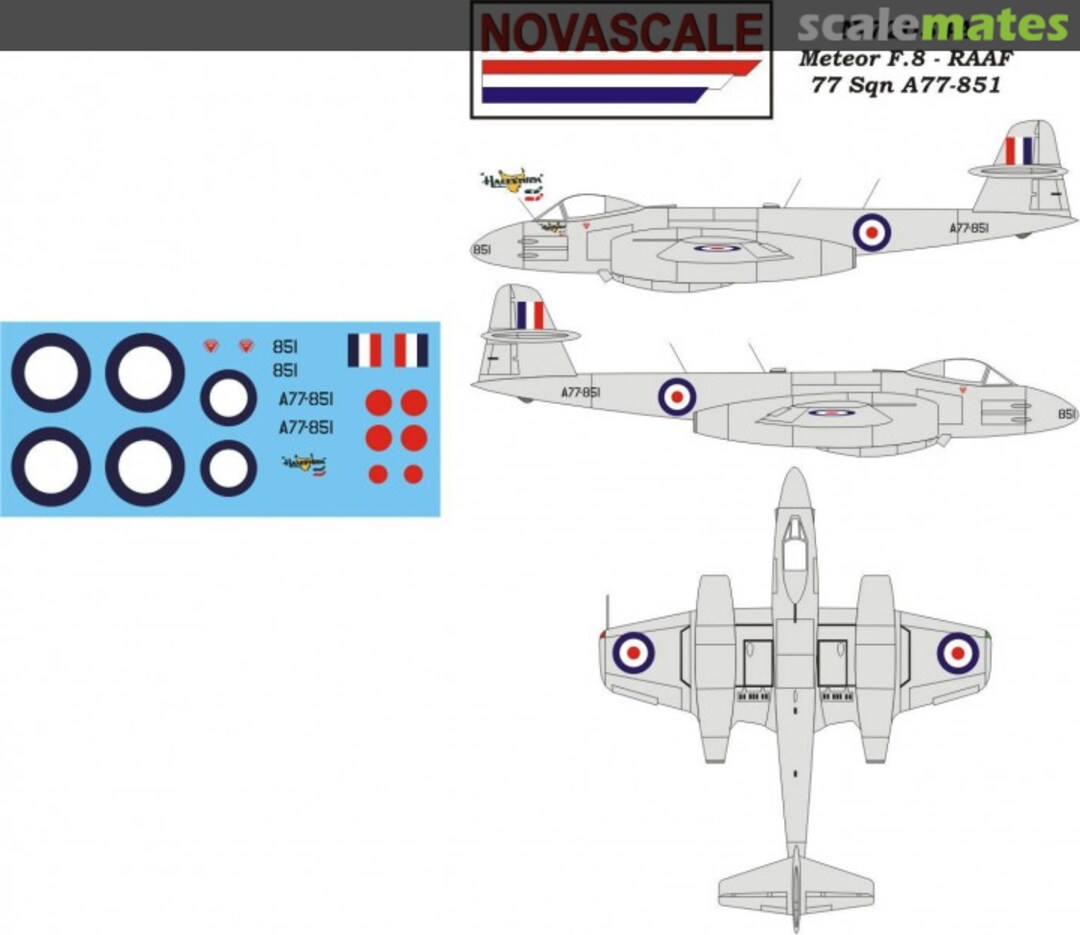 Boxart Meteor F.8 - RAAF 77 Sqn A77-851 N-72054a Novascale Boxart Meteor F.8 - RAAF 77 Sqn A77-851 N-72054a Novascale