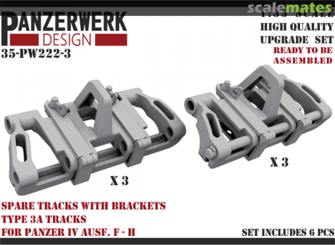 Boxart Spare tracks w.brackets type 3a Panzer IV F-H 35-PW222-3 Panzerwerk design Boxart Spare tracks w.brackets type 3a Panzer IV F-H 35-PW222-3 Panzerwerk design