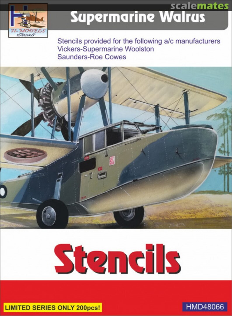 Boxart Supermarine Walrus Mk.I Stencils HMD48066 H-Models Decals Boxart Supermarine Walrus Mk.I Stencils HMD48066 H-Models Decals