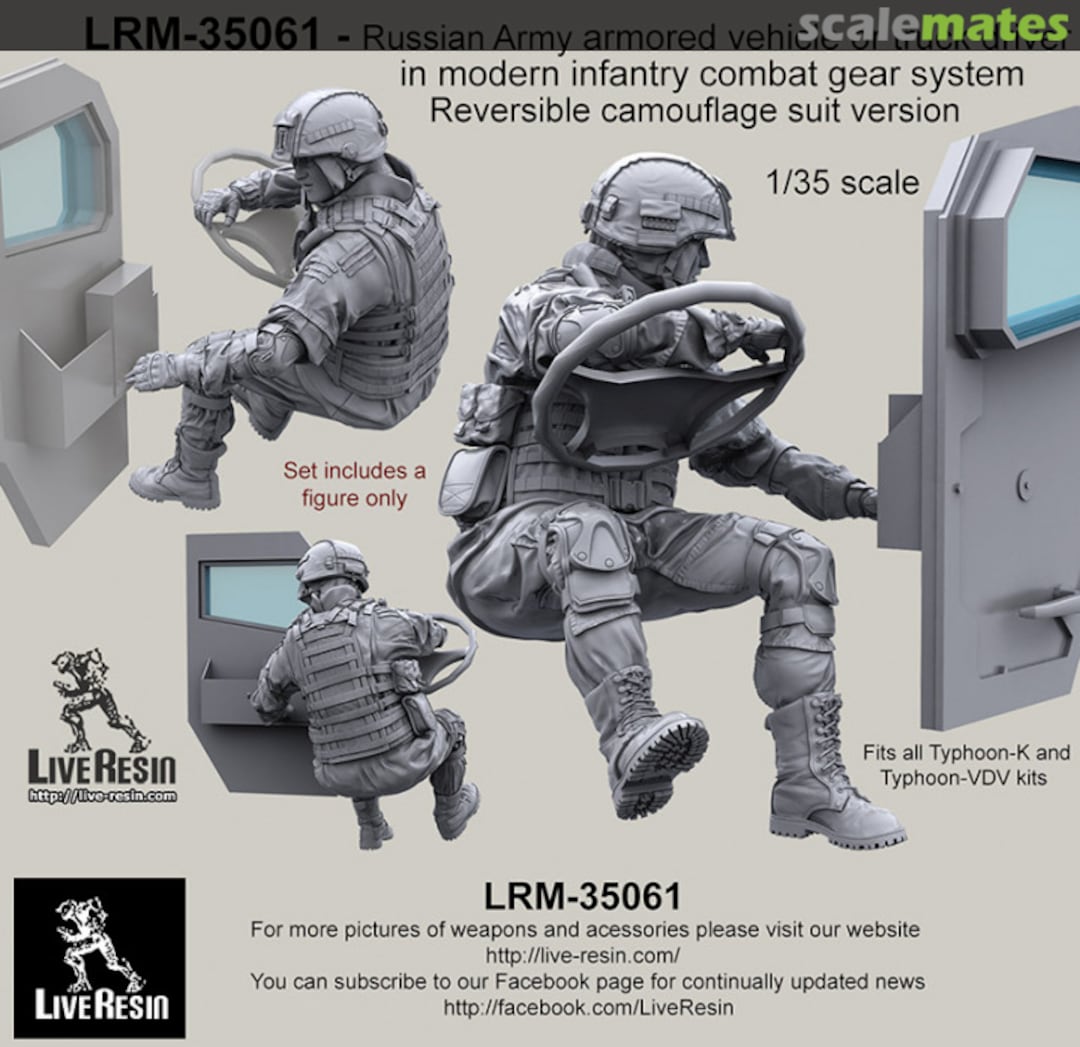 Boxart Russian Army armored vehicle or truck driver in modern infantry combat gear system set 14 LRM-35061 Live Resin Boxart Russian Army armored vehicle or truck driver in modern infantry combat gear system set 14 LRM-35061 Live Resin
