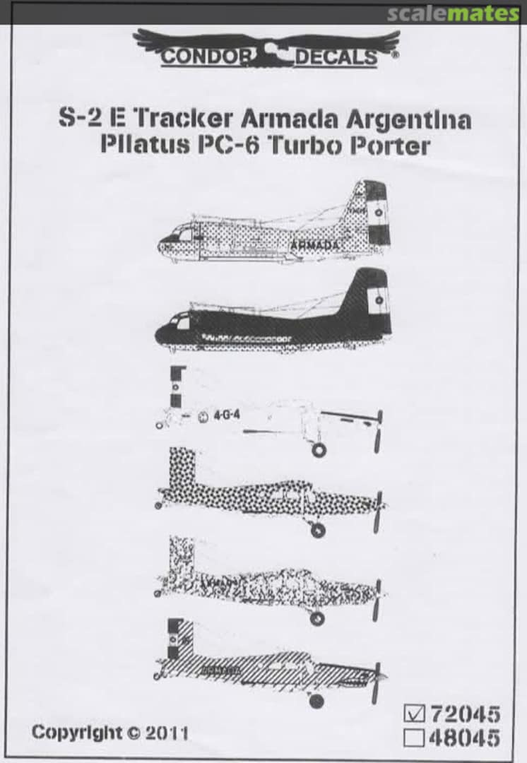 Boxart S-2E Tracker / Pilatus PC-6 Turbo Porter 72045 Condor Decals Boxart S-2E Tracker / Pilatus PC-6 Turbo Porter 72045 Condor Decals