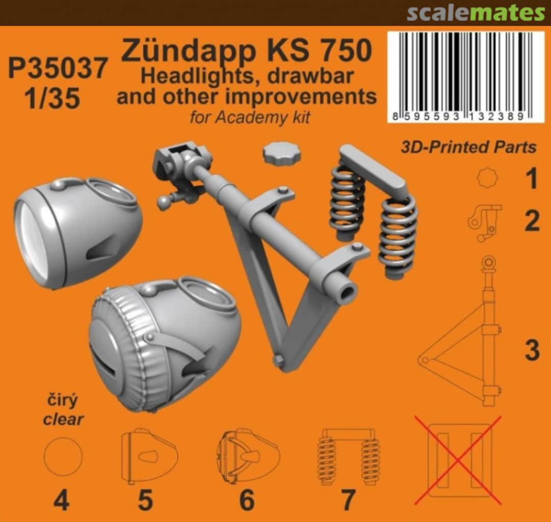 Boxart Zundapp KS 750 Headlights, Drawbar and other improvements P35037 CMK