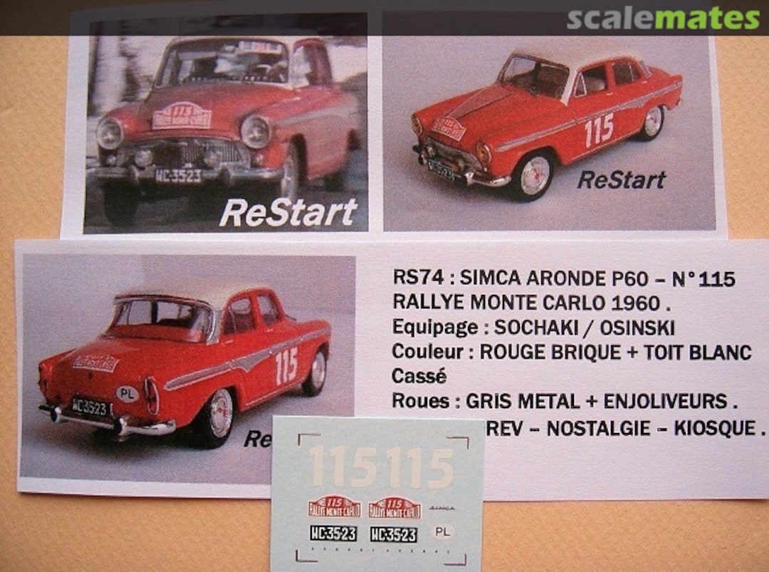Boxart Simca Aronde P60 (WC 35 23) RS74 ReStart Boxart Simca Aronde P60 (WC 35 23) RS74 ReStart