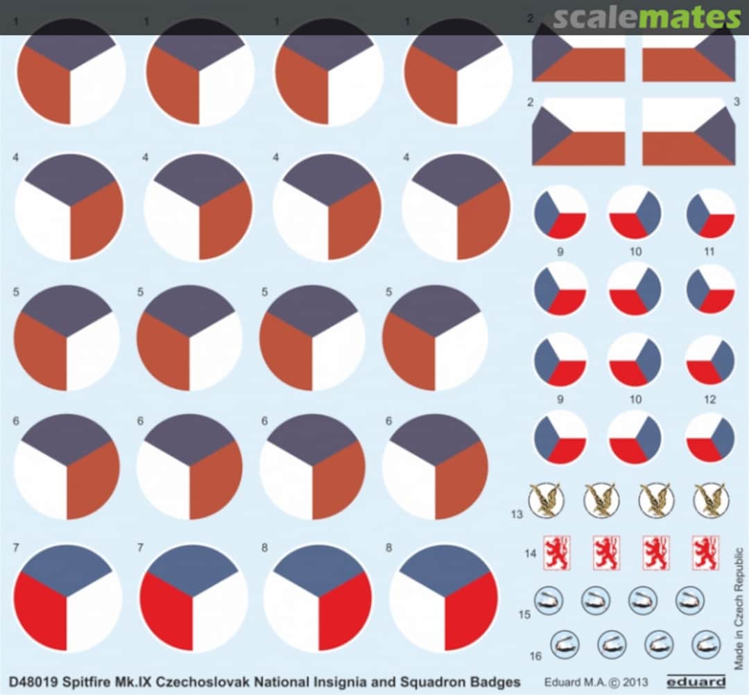 Boxart Spitfire Mk. IX Czechoslovak National Insignia and Squadron Badges D48019 Eduard Boxart Spitfire Mk. IX Czechoslovak National Insignia and Squadron Badges D48019 Eduard