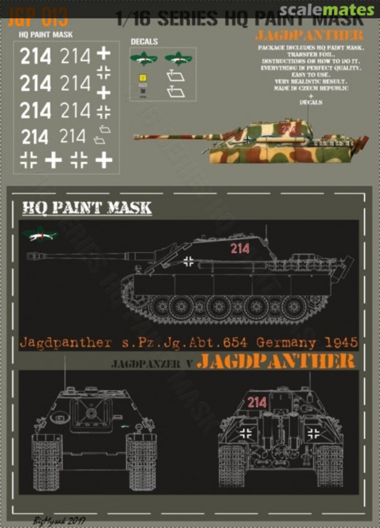Boxart Jagdpanther s.Pz.Jg.Abt.654 Germany 1945 Paint Mask JGP 013 HQ-Masks