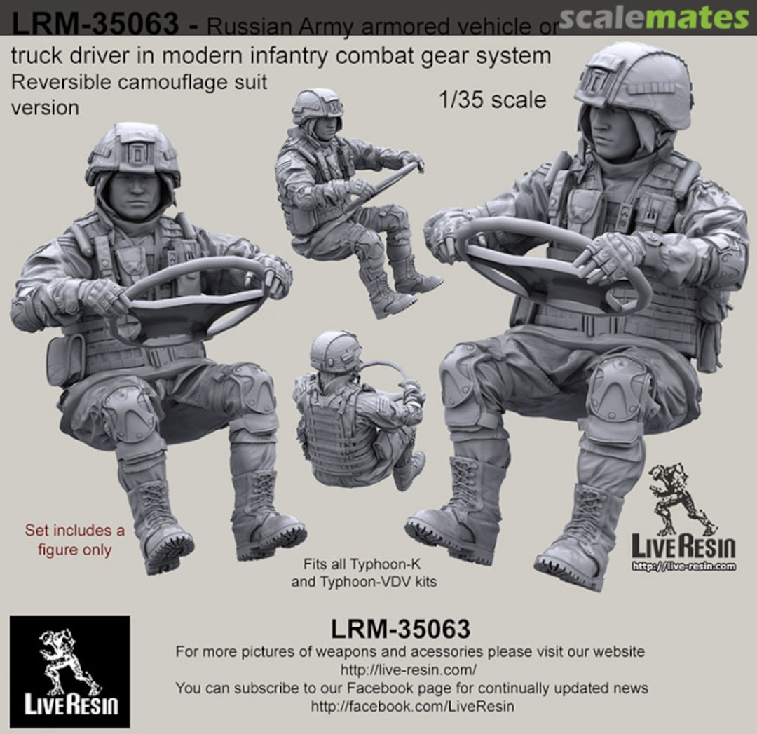 Boxart Russian Army armored vehicle or truck driver in modern infantry combat gear system set 16 LRM-35063 Live Resin Boxart Russian Army armored vehicle or truck driver in modern infantry combat gear system set 16 LRM-35063 Live Resin