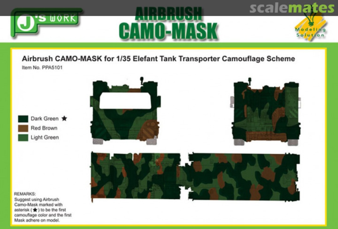 Boxart CAMO-MASK for Elefant Tank Transporter Camouflage Scheme PPA5101 J's Work Boxart CAMO-MASK for Elefant Tank Transporter Camouflage Scheme PPA5101 J's Work