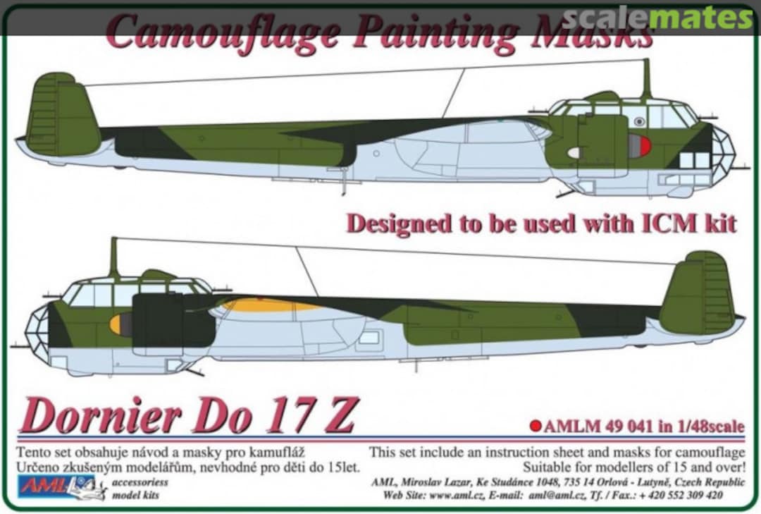 Boxart Dornier Do-17Z camouflage pattern paint mask AMLM49041 AML Boxart Dornier Do-17Z camouflage pattern paint mask AMLM49041 AML