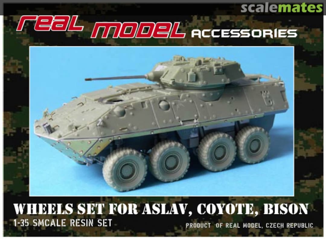 Boxart Wheels set with spare wheel for ASLAV, Coyote, Bison RMA 35189 Real Model Boxart Wheels set with spare wheel for ASLAV, Coyote, Bison RMA 35189 Real Model