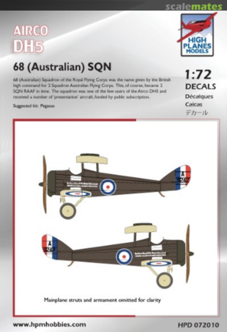 Boxart Airco DH.5 HPD72010 High Planes Models Boxart Airco DH.5 HPD72010 High Planes Models